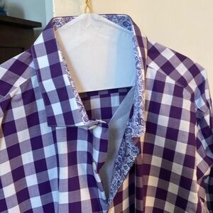 Trunk Club plaid shirt with coordinating collar,placard and cuffs